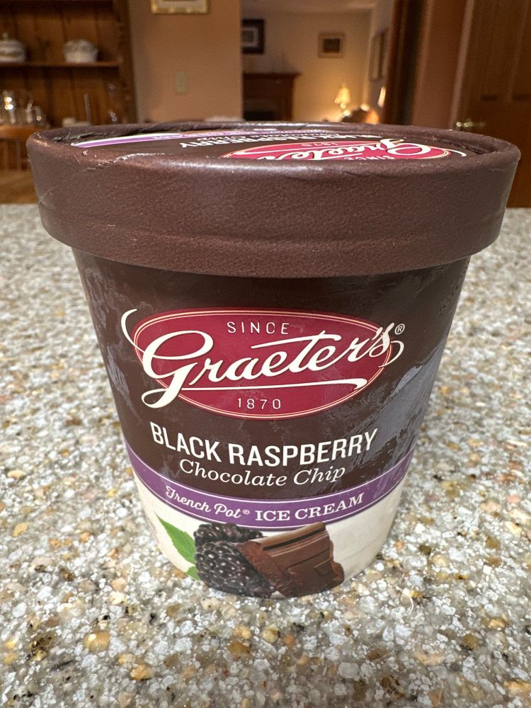 carton of Graeter’s black raspberry chip ice cream