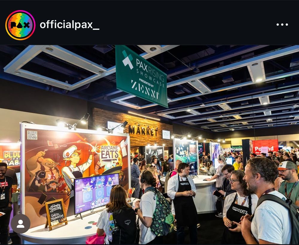 Screenshot of a PAX instagram post showing the PAX Rising booth