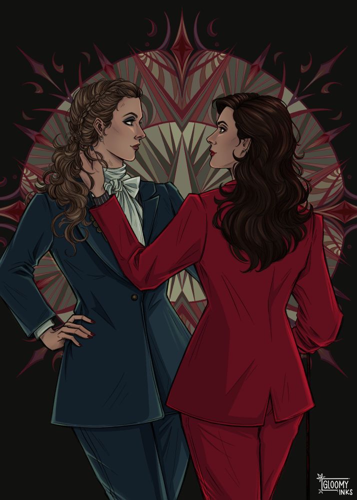 margot and alana in a sexy kaleidoscope dressed in hot suits 