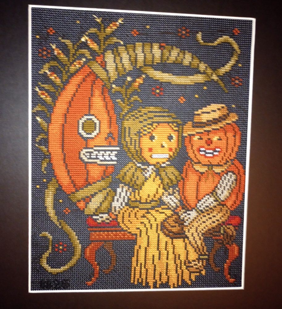 Cross stitch depicting characters from Over the Garden Wall 