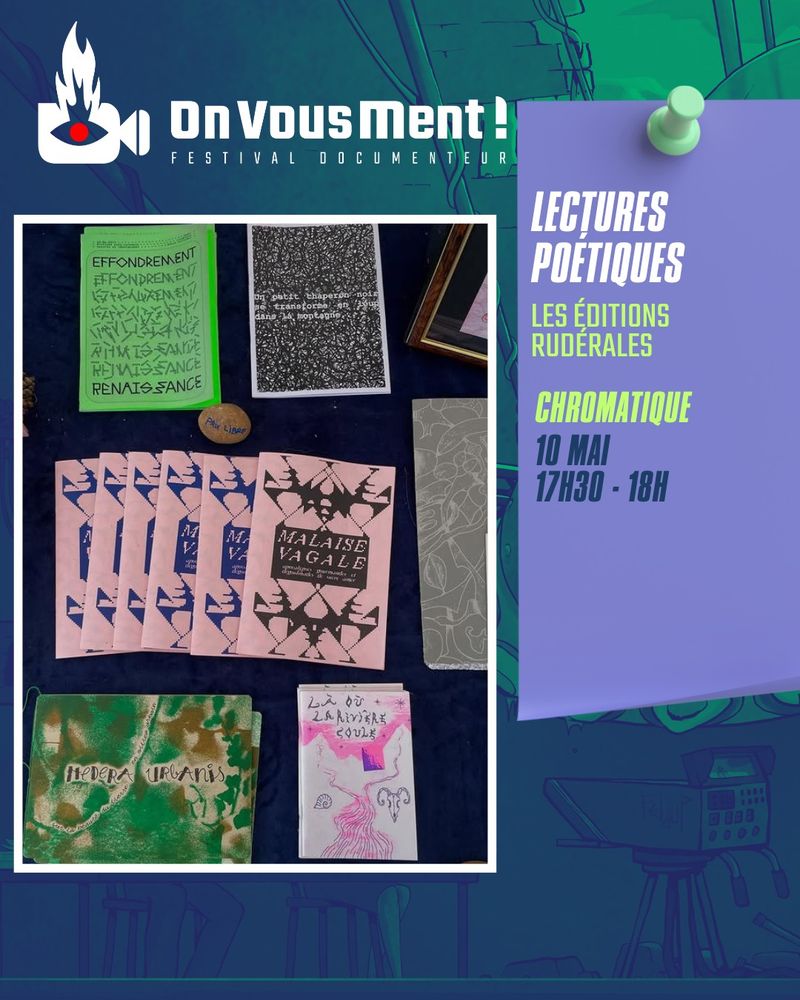 Lectures poétiques des Editions Rudérales Chromatique 10 mai 17h30 à 18h
