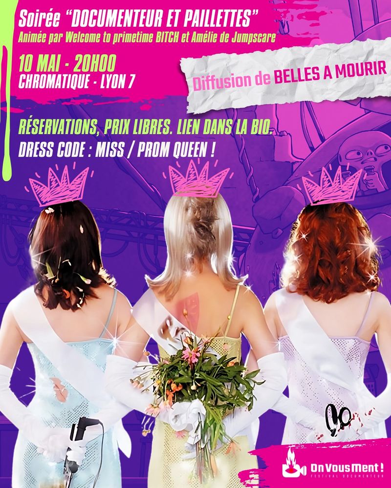 Soirée documenteur et paillettes
10 mai 20h00 CHROMATIQUE
Prix Libre
Dress Code : Miss et Mister Paillettes