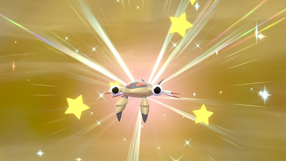 Shiny anorith hatches from an egg with star sparkles.