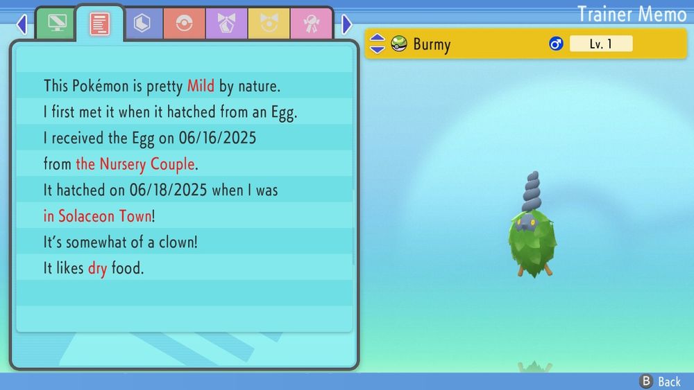 Shiny plant cloak burmy, in a nest ball, obtained on June 18th.