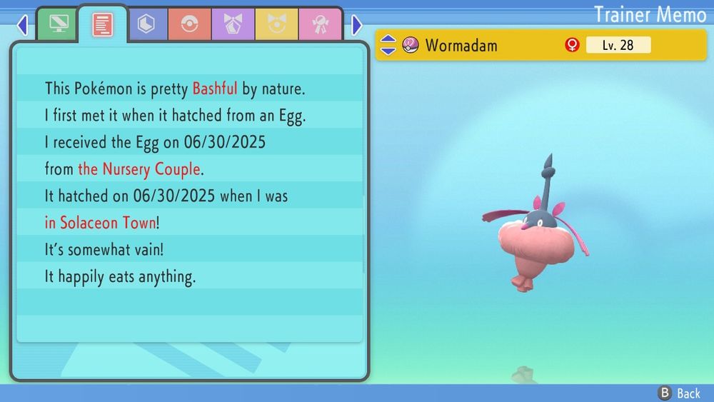Shiny trash cloak wormadam, in a love ball, obtained on June 30th.