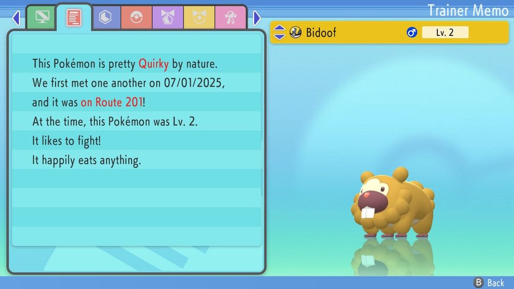 Shiny male bidoof in an ultra ball, caught on 7/1, which is bidoof day
