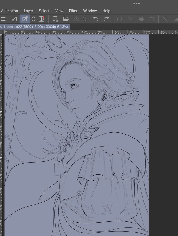 black and white sketch of dion lesage from ffxvi