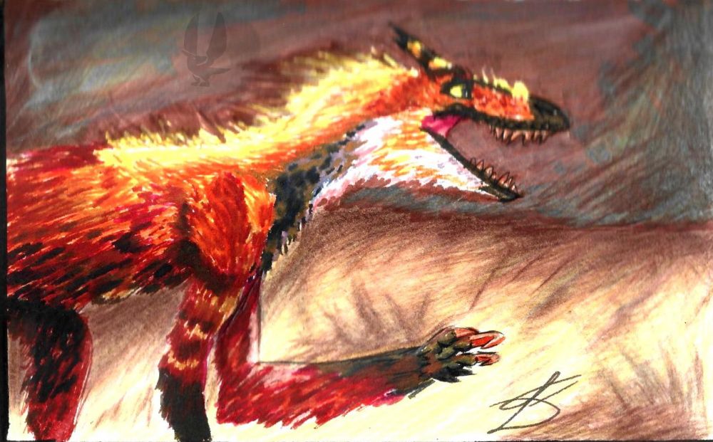 Un Lagosuchus con un protoplumaje similar al de un zorro