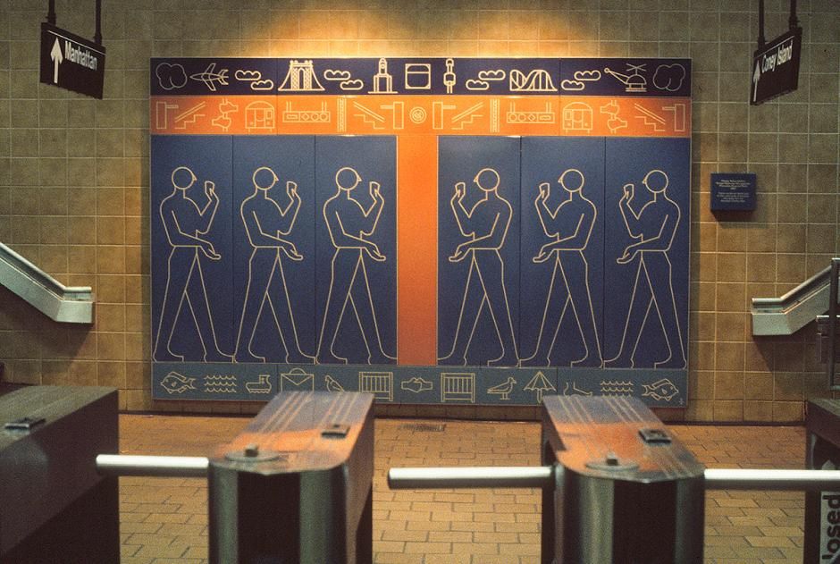 “Kings Highway Hieroglyphs” (1987) by Rhoda Yohai Andors at Kings Hwy. Photo: Rhoda Yohai Andors 