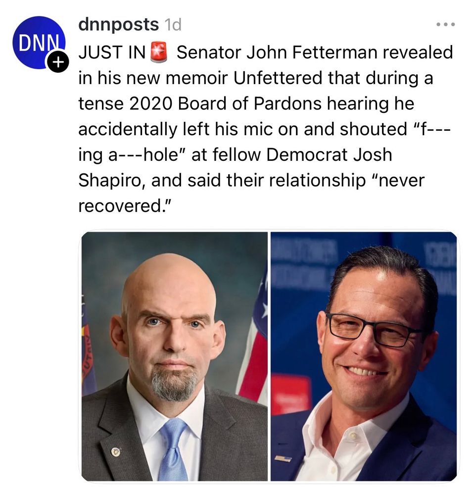 Screenshot of Fetterman being a jackass.
