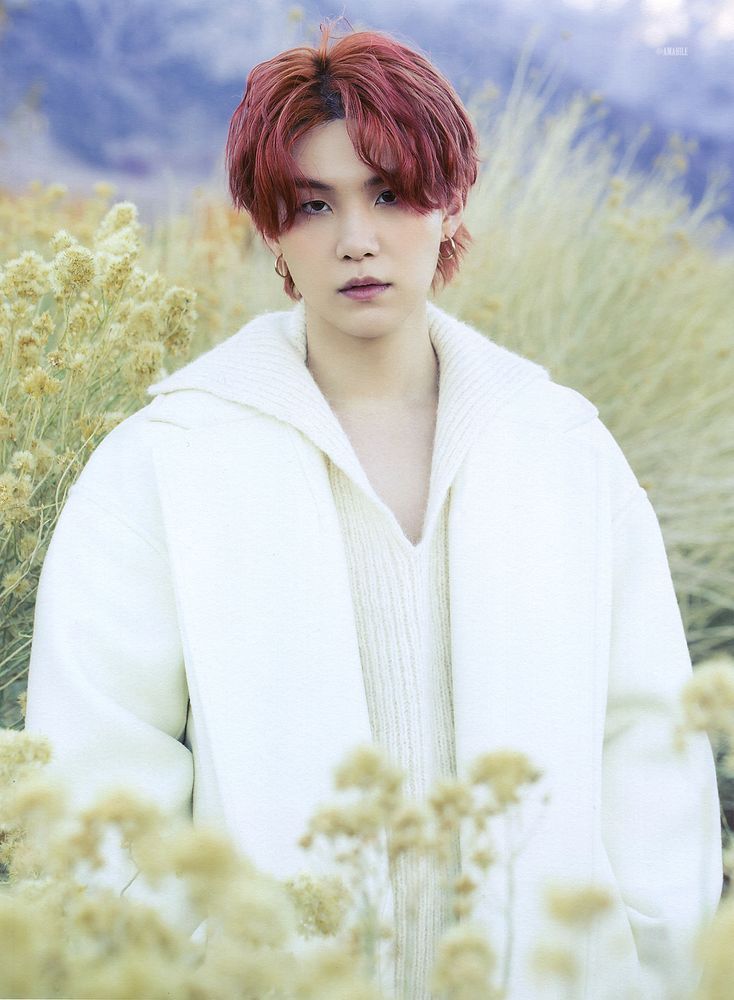 Yoongi standing in a field