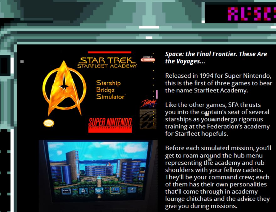 A snippet of our Star Trek Academy for SNES feature
