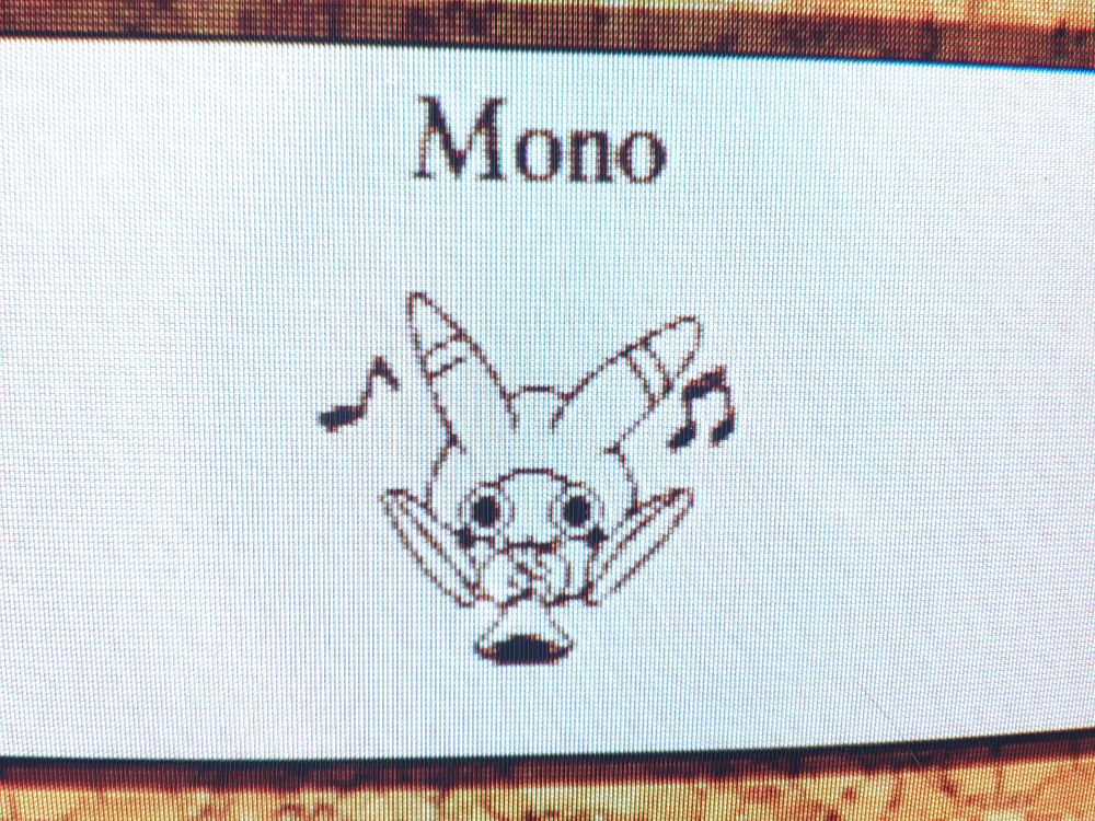 Mono sound option from Klonoa on PS1 with a bun eared creature blowing a horn down at the ground with such force that they're lifted up 