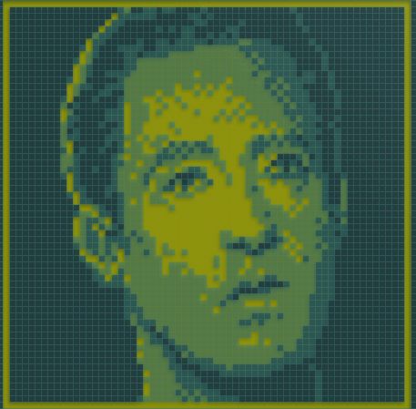 A snap of Data's face from the TNG game for OG Game Boy.