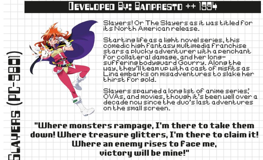 A snippet of our Slayers for PC-98 feature