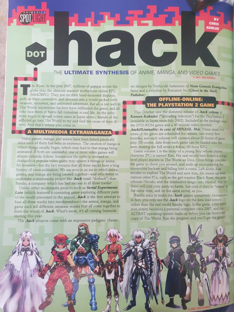 A full page article on dot hack, emphasising the multimedia nature. 