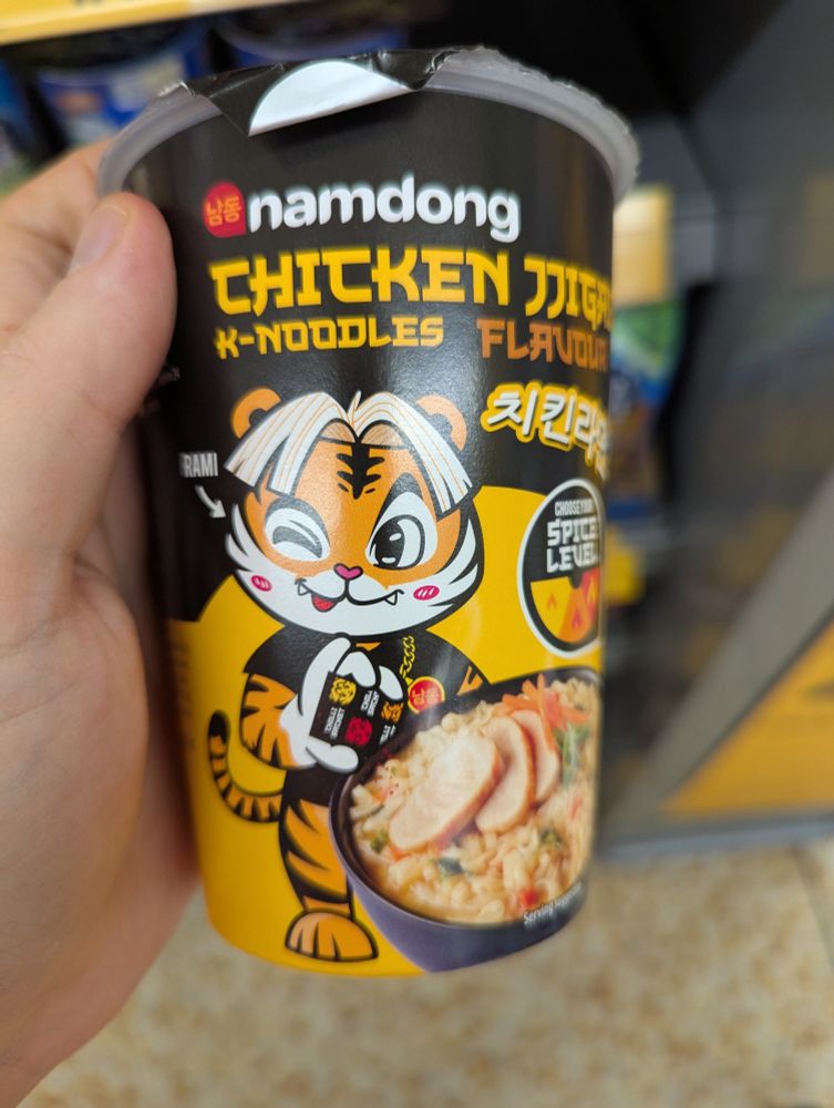 namdong chicken noodles with cute tiger graphic