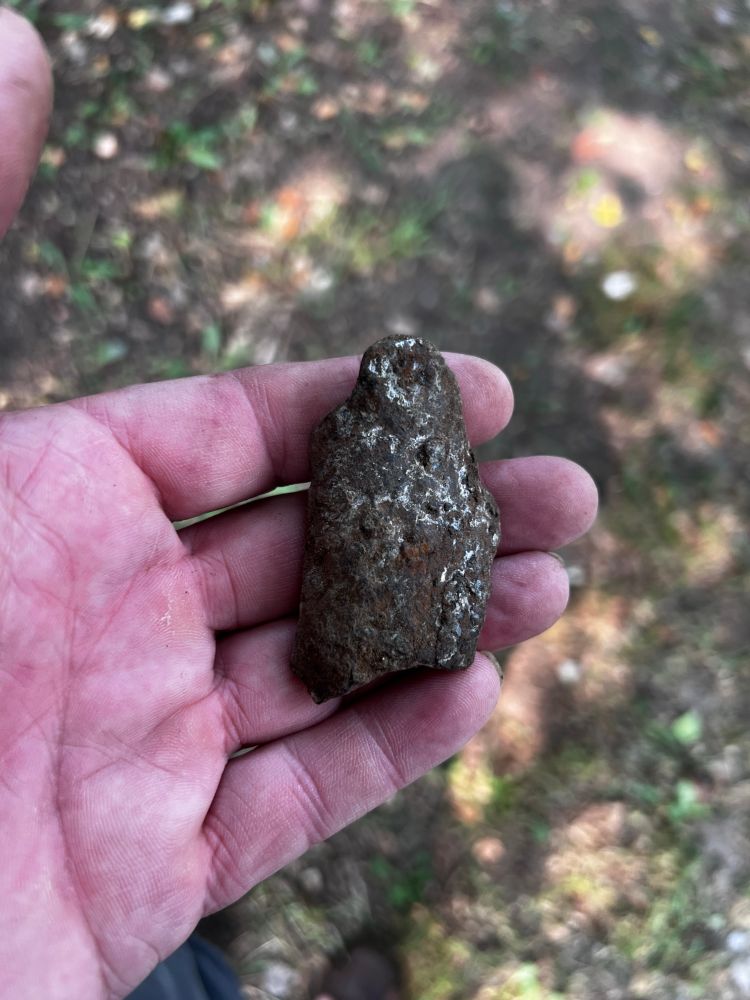 A chunk of shrapnel about 5cm long, dug out of the hedgerow at Moissy Ford scene of ferocious fighting in 1944