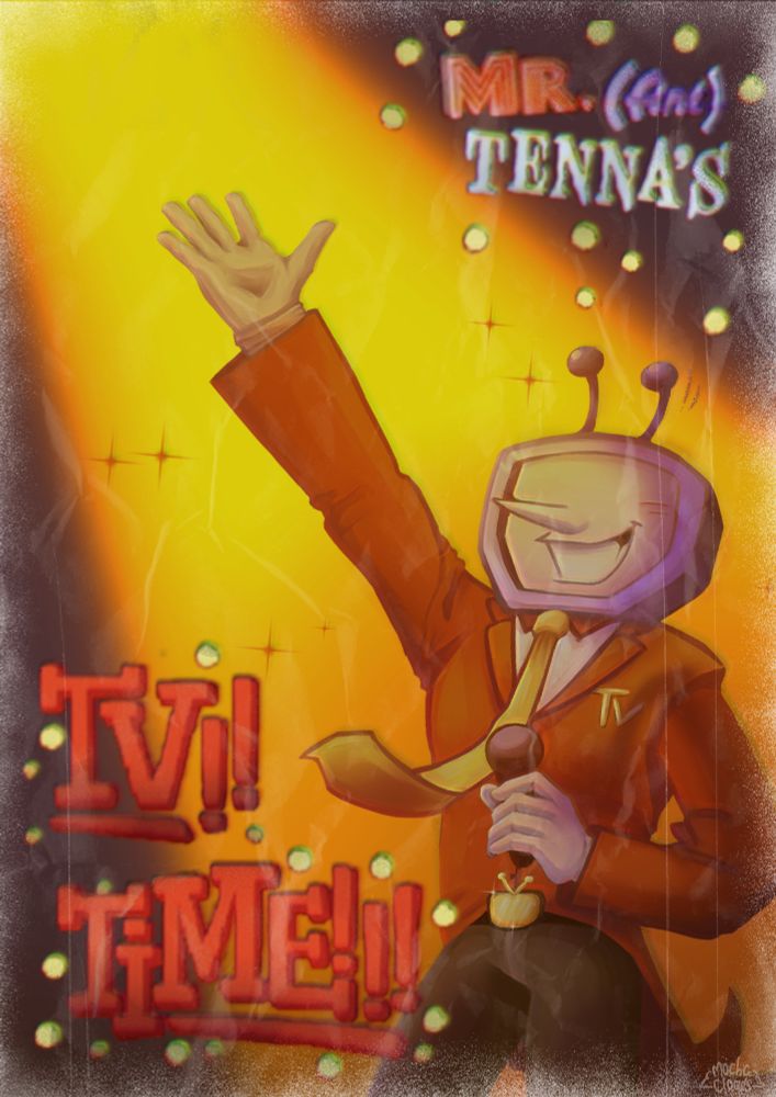 poster-like illustration of tenna, trying to look old lmao