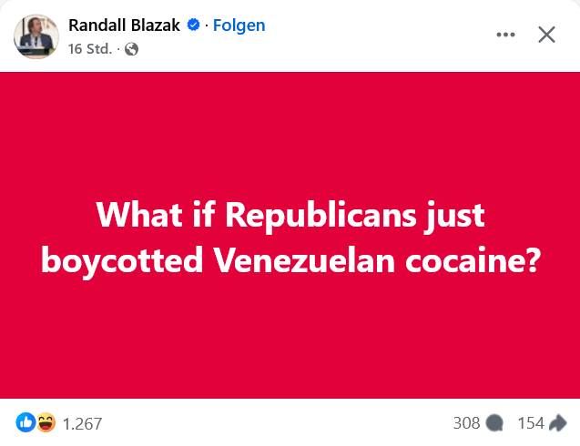 Randall Blazak - what if repubs just boycotted venezuelan cocaine?