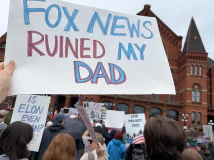 A protest sign
Fox News Ruined My Dad