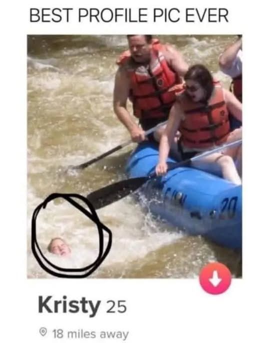 2 people rafting and there is person drowning with her head out of water though and she's circled - Kristy 25 - 18 miles away