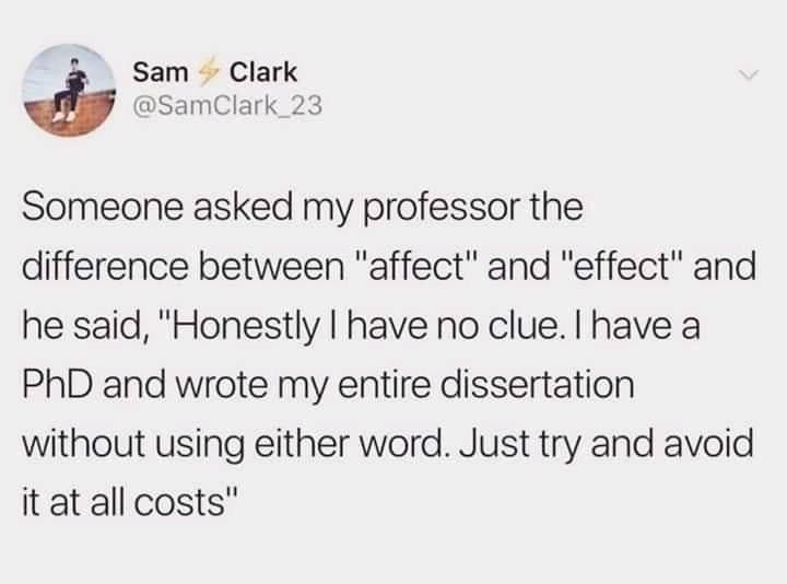 @SamClark_23 on Insta Someone asked my professor the difference between 