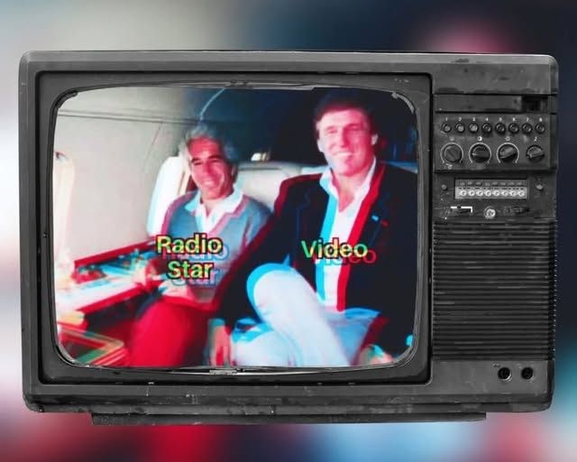 a picture of epstein (labeled Radio Star) and Donald Trump (labeled video)