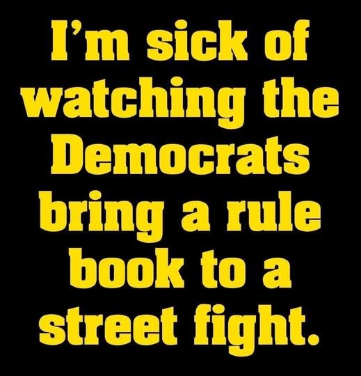 I'm sick of watching democrats bring a rule book to a street fight
