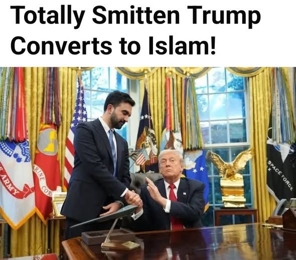 Totally smitten trump converts to islam! - pic of trump with mandani]