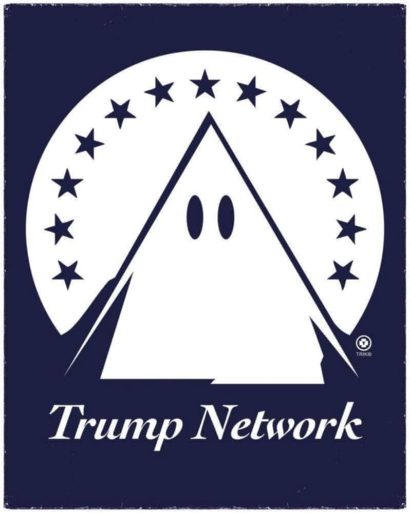 [paramount logo but the mountain looks like a KKK hood and it says Trump Network]
