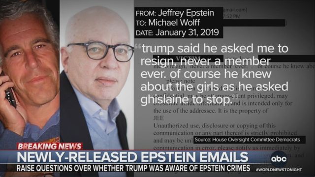 FROM: Jeffrey Epstein
TO: Michael Wolff
DATE: January 31, 2019

"trump said he asked me to resign, never a member ever, of course he knew about the girls [being hired away] as he asked ghislaine to stop."

(Why did ask *Ghislaine* and not Epstein?)
