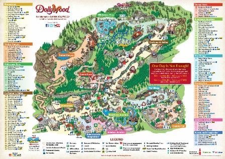 A map of Dollywood theme park in Pigeon Forge, Tennessee