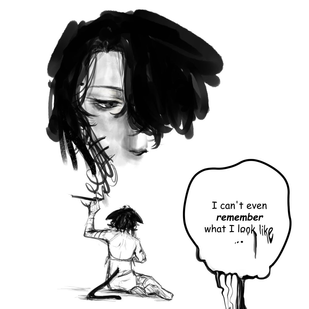 I curl up on my bed, rotting and crying. I feel horrible. I feel sick. I don't feel like myself and I don't know who I am. The person I built doesn't feel like me. I feel empty, hollow. I look at the mirror and I can't see my face. The reflection morphs into someone, something I don't and cannot recognize. Everything feels distant, like what used to be ny life is no longer mine. I wake up confused and hurting. It's the same bed I slept on but each time I wake up, it feels more and more like a stranger. The intimacy I felt before closing my eyes kept distancing itself when I awake. I'm losing touch of who I am and it scares me.