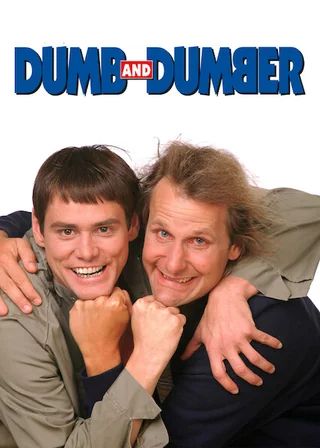 Movie poster of the movie "Dumb and Dumber", with the actors Jim Carrey and Jeff Daniels.