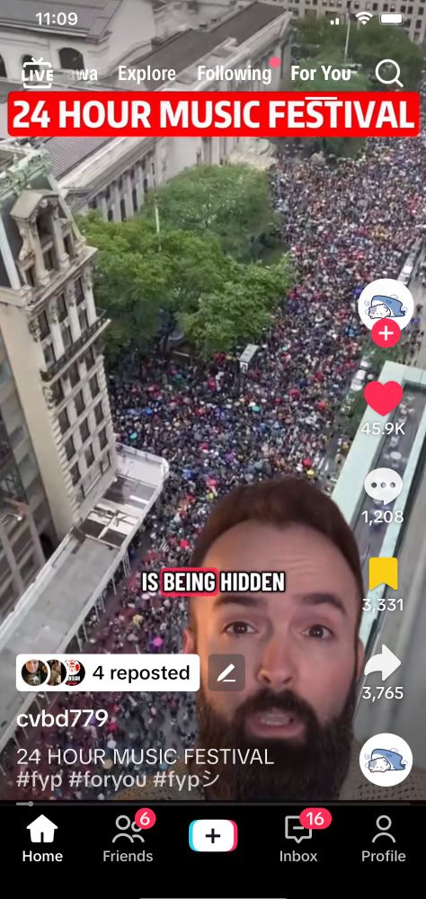 TikTok screenshot of the 24 Hour Music Festival 