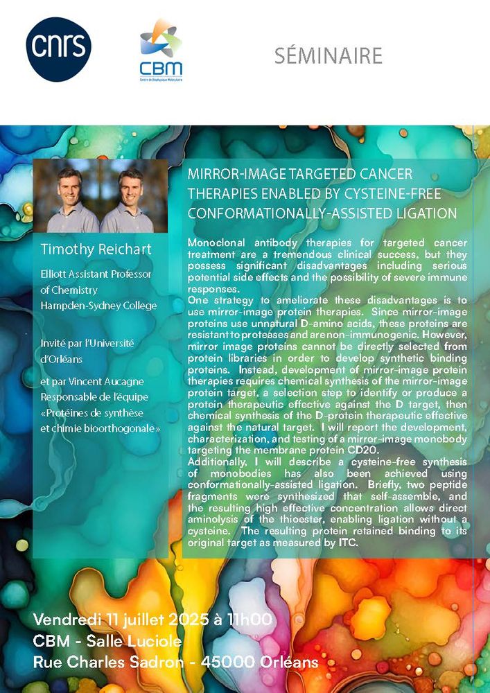 Flyer of Tim Reichart presentation on mirror-imager targeted cancer therapies