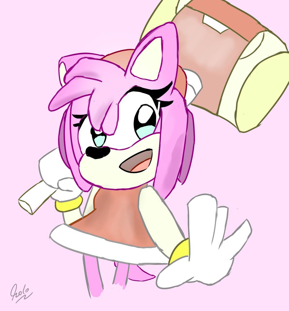 Cute illustration of Amy Rose I did earlier, making a :D face