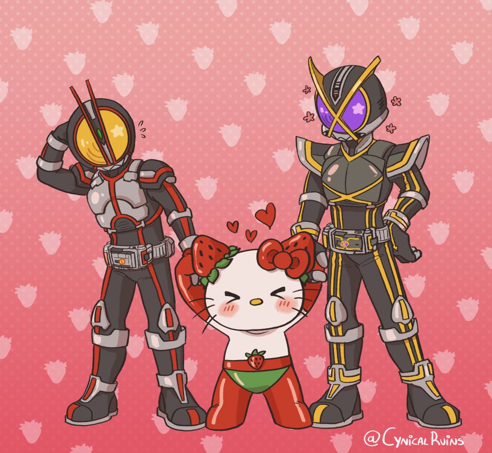 picture of Ichigoman holding Faiz and Kaixa's hands