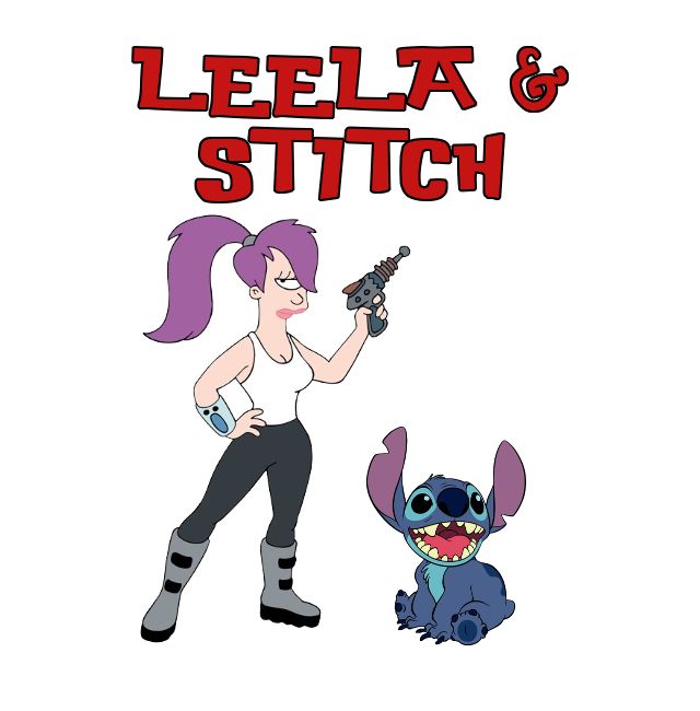 Leela (“Futurama”) and Stitch. From Tumblr. Creator unknown.