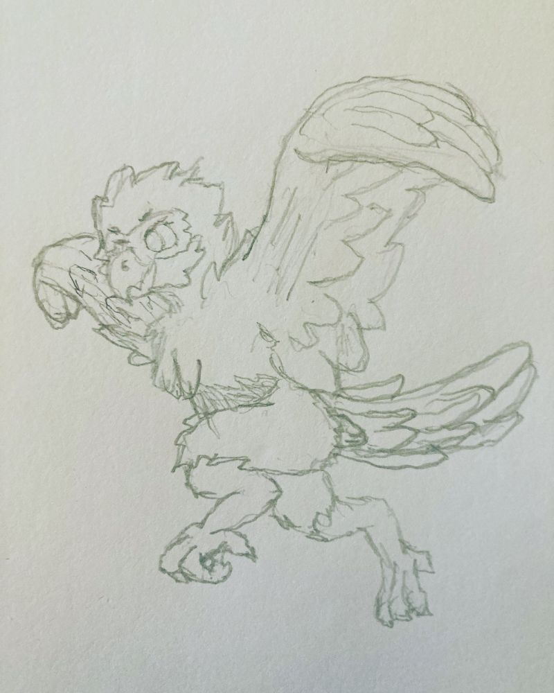 An anthro parrot flapping his wings or something