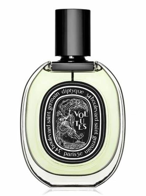 Picture show a bottle of Volutes perfume by fragrance house Diptyque. Volutes is Latin for "smoke"