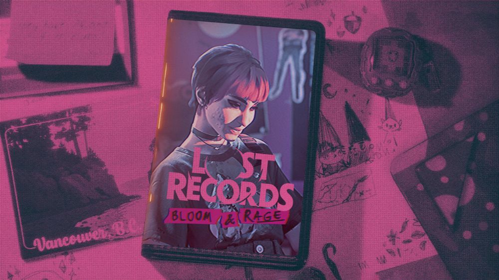 Screenshot done in the Lost Records photo mode. 3D in game visual of Nora with a custom color filter and a VHS frame on top of the 3D visual. Lost Records Bloom & Rage logo
