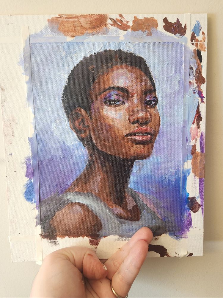 Acrylic portrait on canvas board of a beautiful woman
