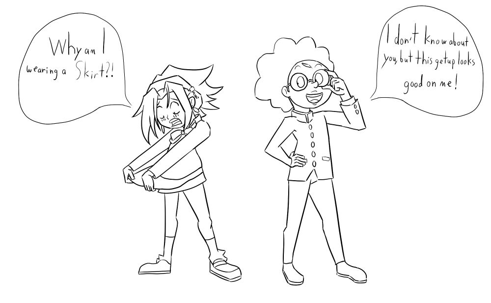 Here's Yoh Asakura and Joco Mcdonell dressed as Momo Ayase and Okarun respectively since both characters are voiced by Abby Trott and AJ Beckles respectively!