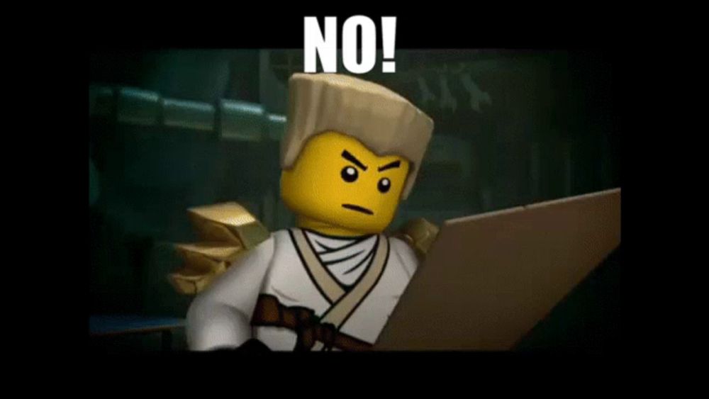 a picture of a lego man with the words no it can t be