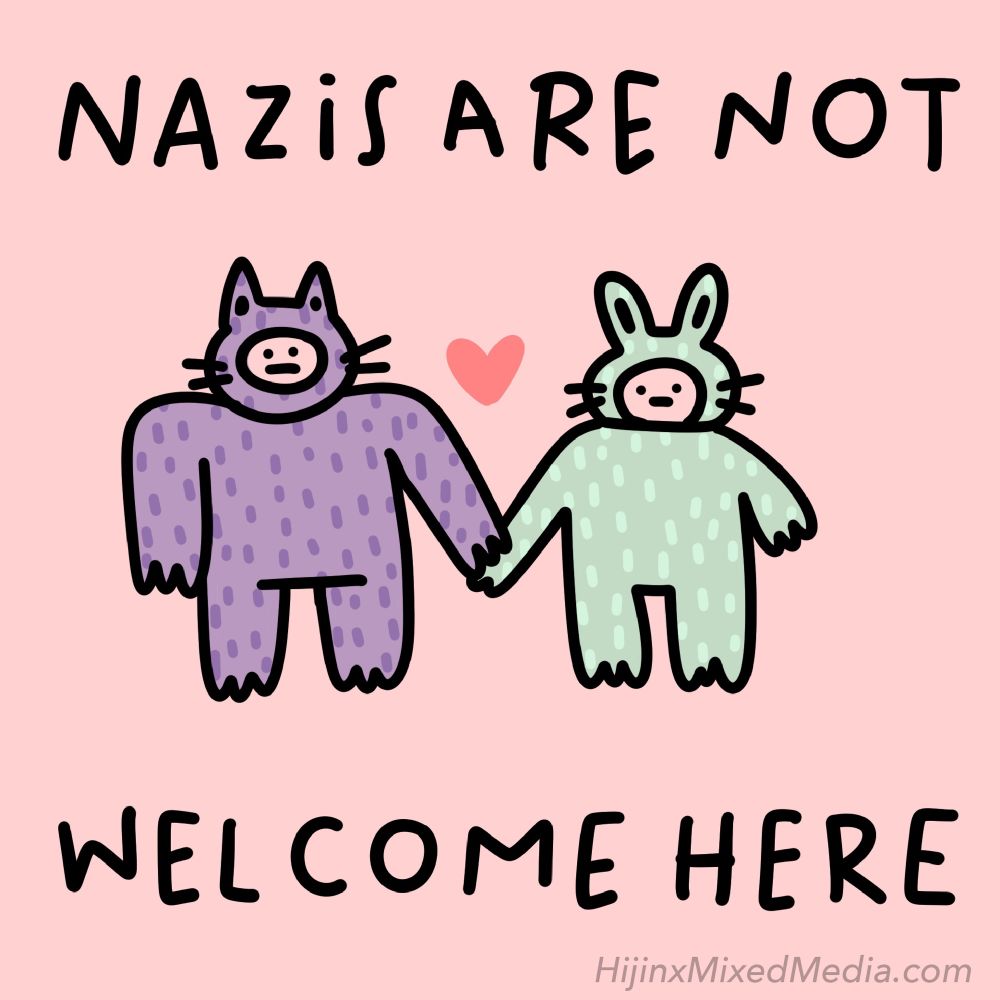 Two lil guys in animal outfit holding hands. Doodle illustration. 