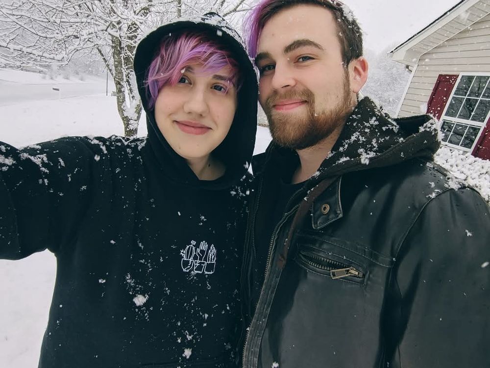 A photo of a couple in snow from 2020