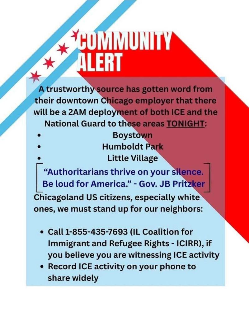 Community alert for ice activity in Chicago. 