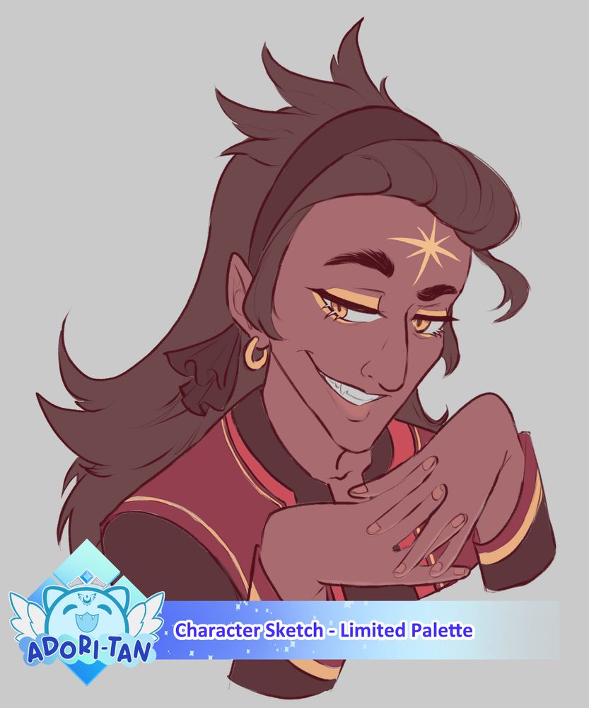 An example of the limited palette bust sketch commission, featuring an OC belonging to TheZodiacLord